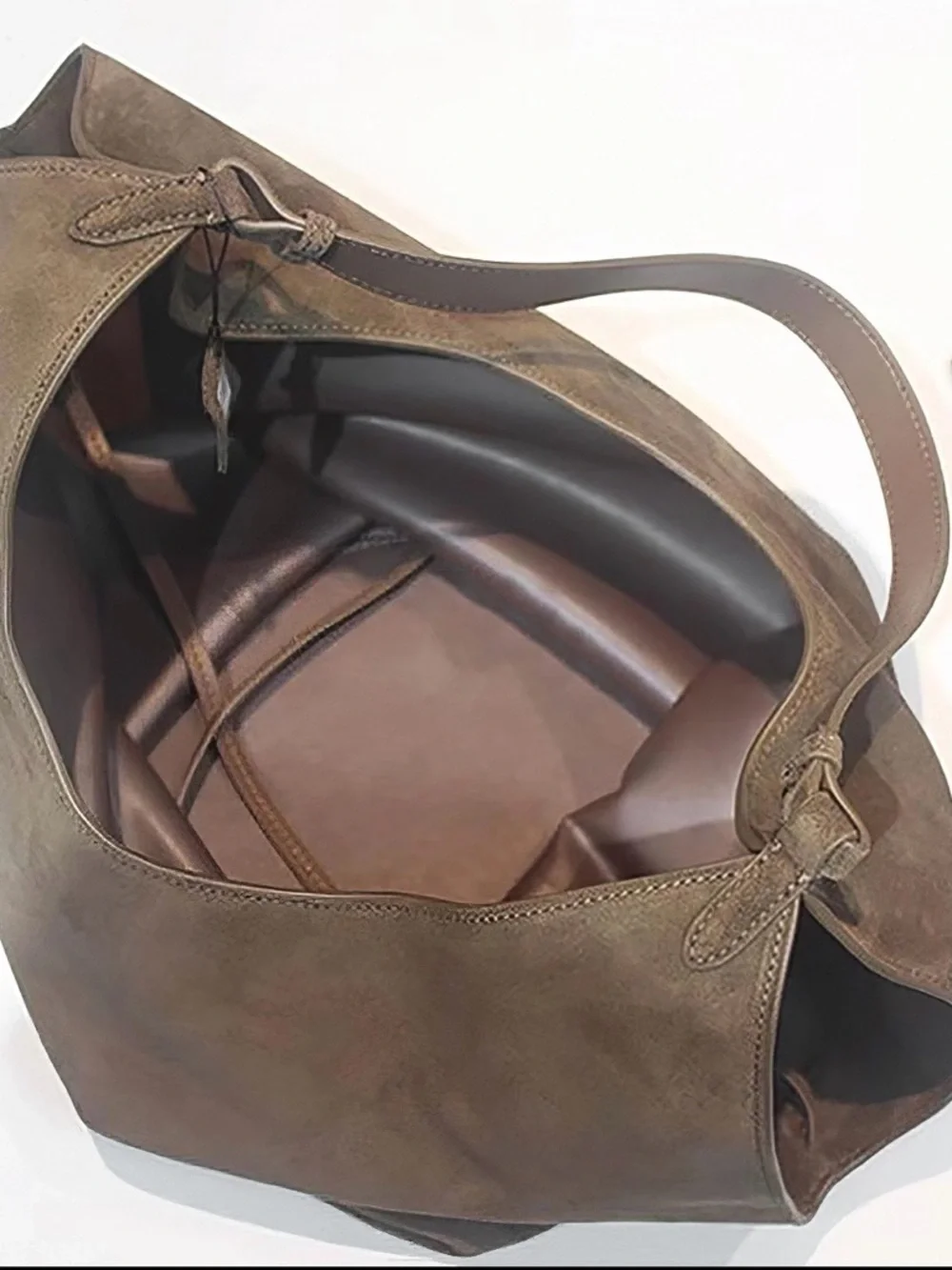 Everyday Brown Suede Shoulder Tote - Women Bags - Picture 3 of 6